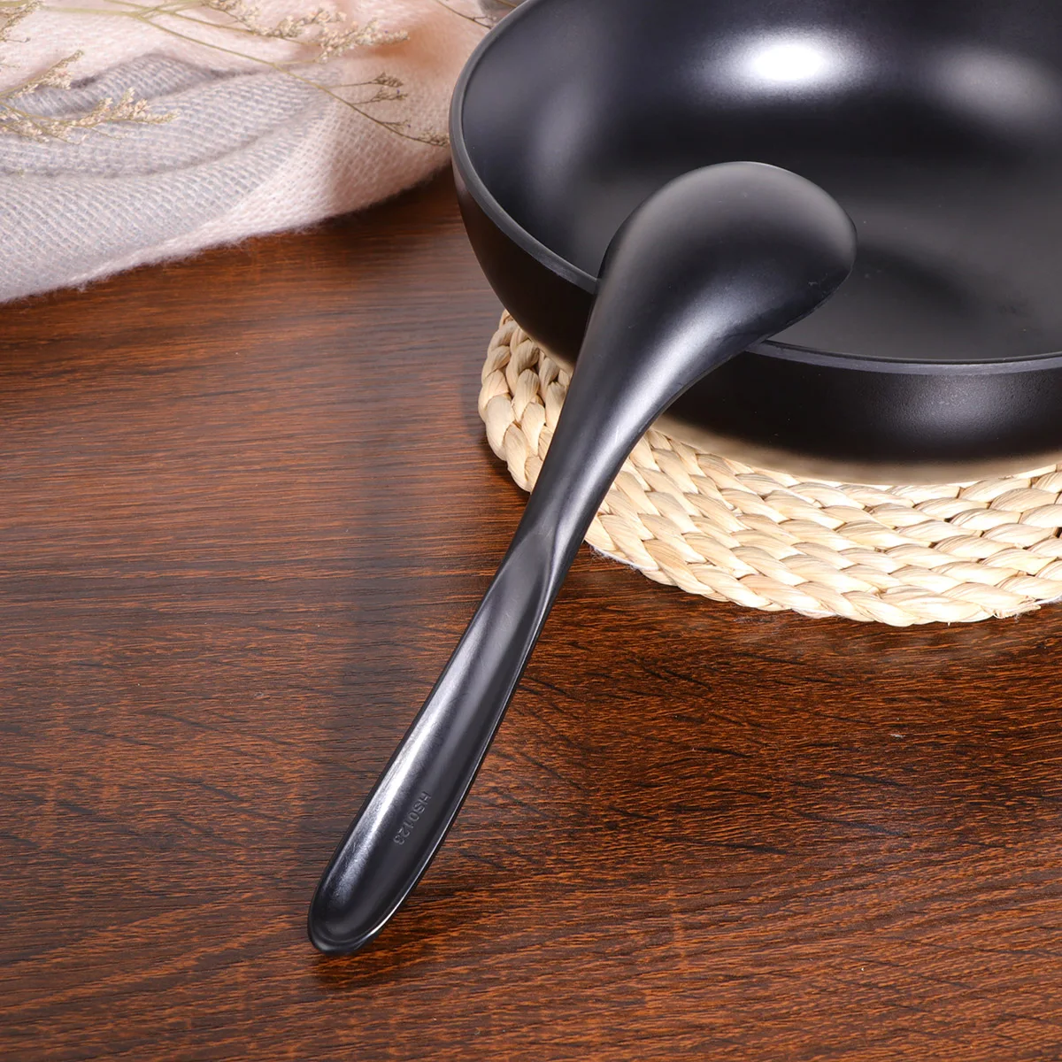 

6 PCS Black Soup Spoon Melamine Noodle Spoons Accessories Odorless Mixing Cooking