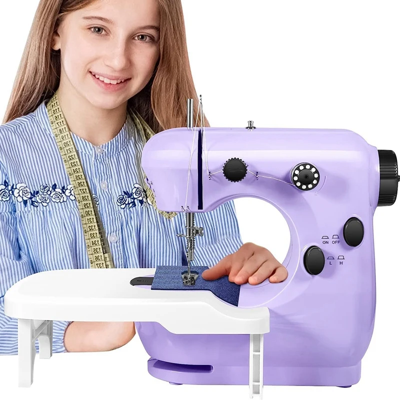 Sewing Machine Portable 2-Speed Mini Sewing Machine Beginners Safe Sewing Kit Sewing Machine Extension Table US Plug Easy To Use