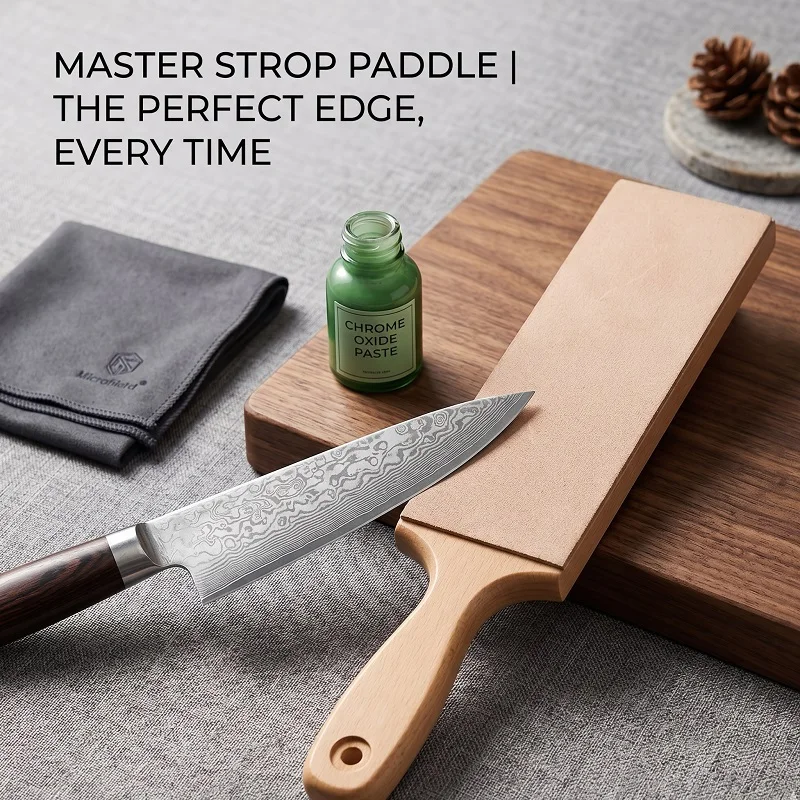 Genuine Leather Sharpening Strop Belt Straight Razor Shaving Sharpener Folding Knife Polishing Tool with Polishing Paste
