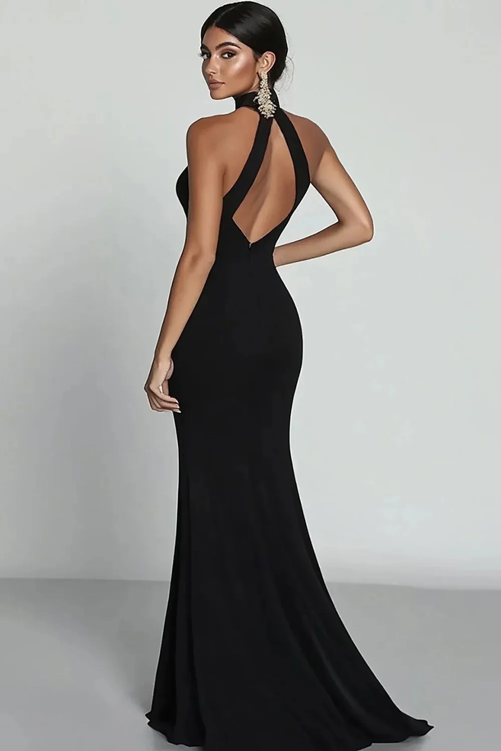 

Arya Black Sexy Evening Dress Chiffon for Floor-Length Neck Halter Sleeveless Backless Prom Dress Vestidos De Fiesta Customized