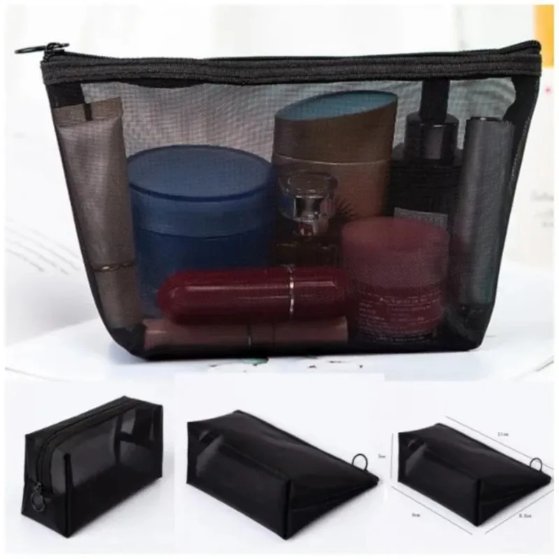 Bolsa de maquillaje de malla transparente para natación, bolso de almacenamiento de gran capacidad, bolsa de lavado de malla, bolsa de almacenamiento de viaje