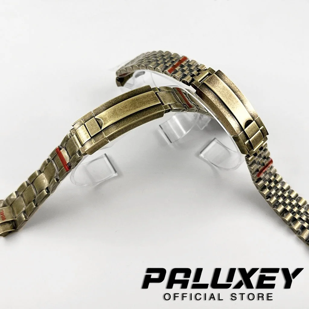 Pulsera de alta calidad de 20mm 904L, correa de reloj de bronce, hebilla plegable, cierre de bloqueo deslizante, correa de acero inoxidable sólido