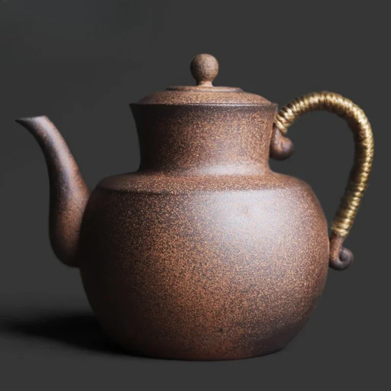 Retro coarse pottery old rock mud Song holding boiling teapot Chinese zen surrounding furnace charcoal electric ceramic stove is