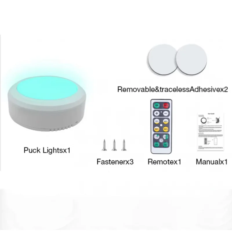 LED Under Cabinet Lights Kit Surface Mount Battery Led Puck Lights Battery RGB Puck Light For Illuminate The Bedroom