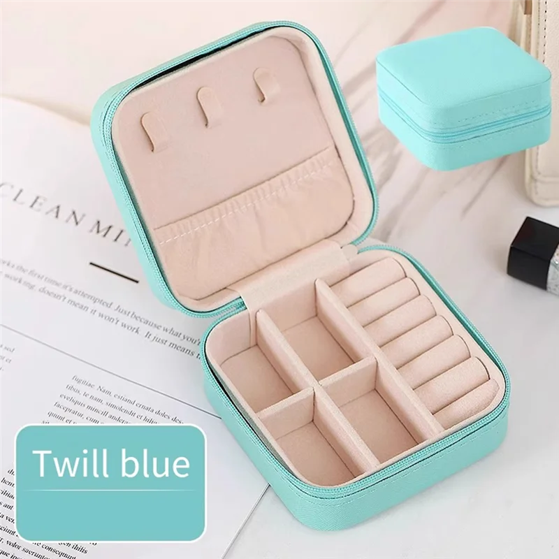 

LLCS-Mini Jewelry Box PU Leather Portable Travel Jewelry Storage Box Ring Earring Necklace Storage