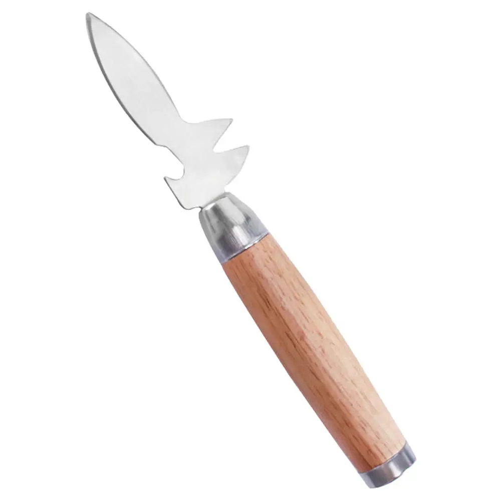

Нож для открывания устриц из нержавеющей стали с деревянной ручкой, инструмент для морепродуктов, безопасный, удобный, с нескользящей рукояткой