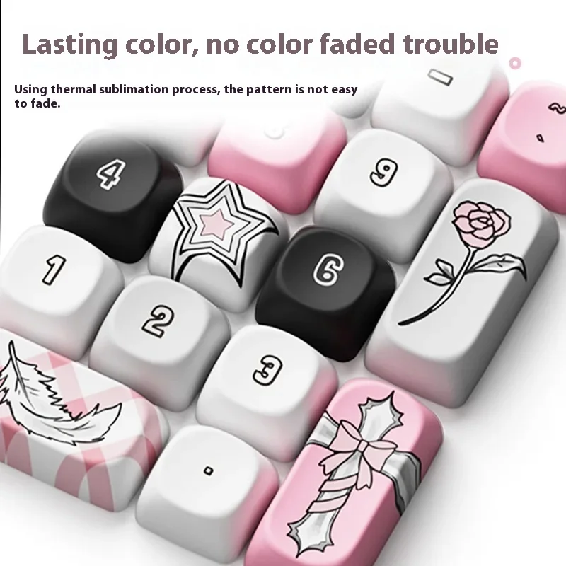 Moa Keycap Lovely Dark Angel Theme 140 Keycaps Suitable Girls  Heat Sublimation Pbt Keycaps E-Sports Office Game Accessriose