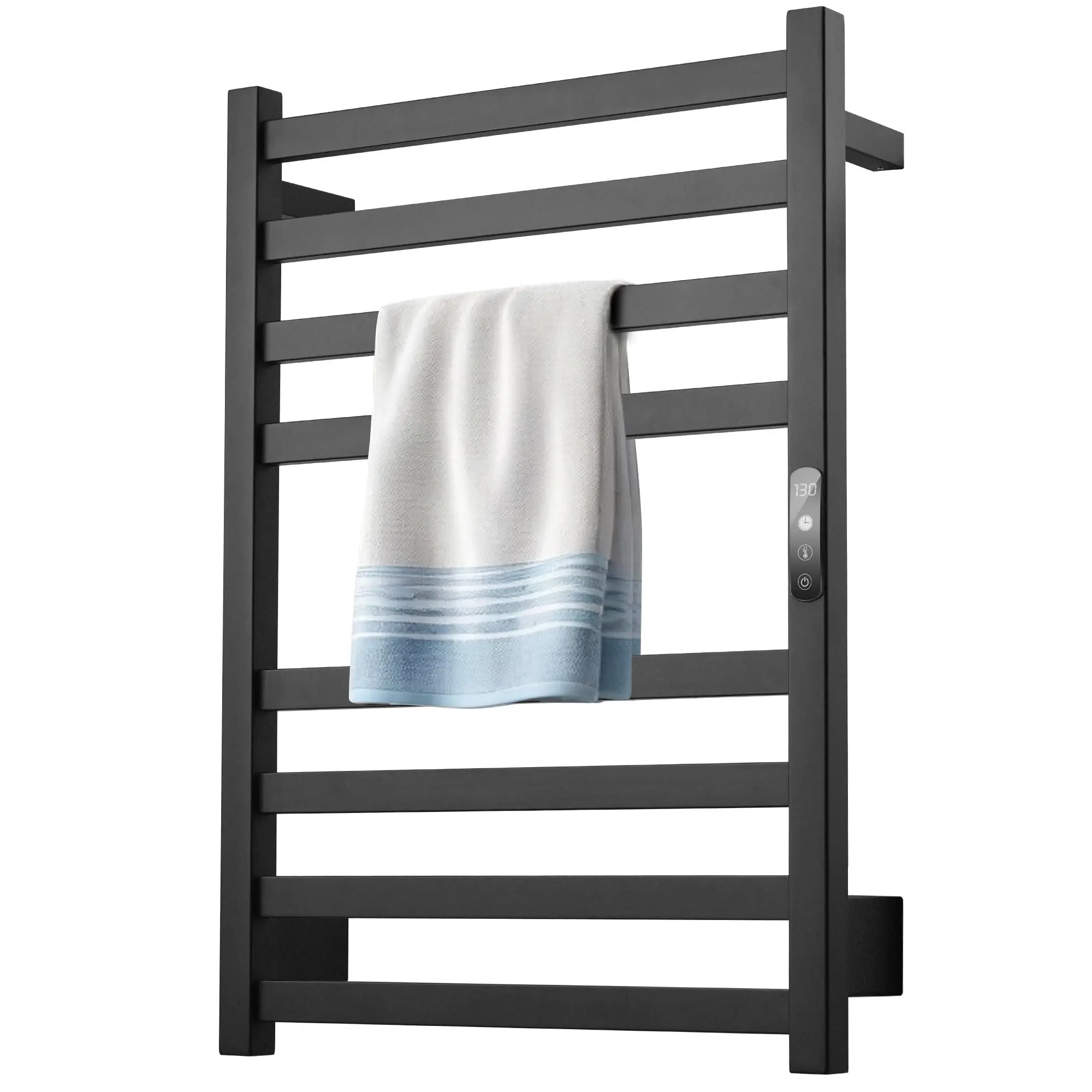 

Stainless Steel Wall-mounted Bathroom Towel Warmer With Timer & Temperature Control - Electric Towel Drying Rack For Hotels