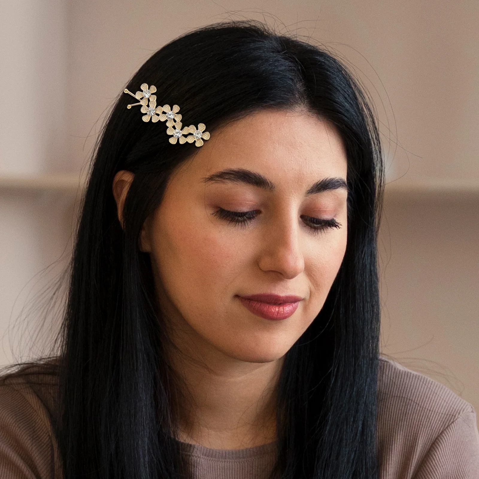 

Rhinestone Hair Accessories Women Girls Bridesmaid Wedding Flower Clip Decorative Elegant Stylish Safe Material Versatile Use