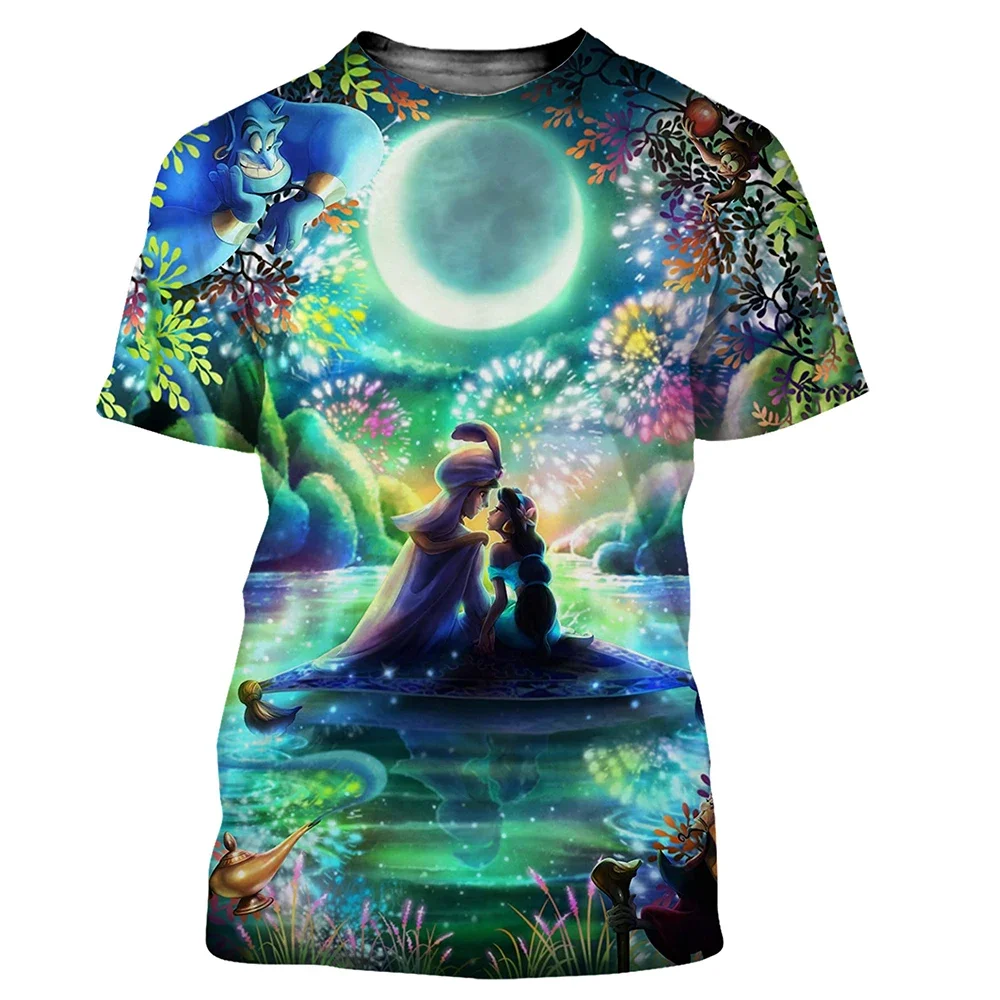 

Disney T-Shirts Aladdin Cartoon Anime 3D Print Streetwear Men Women Fashion Oversized T Shirt Kids Boys Girls Tees Tops Clothing