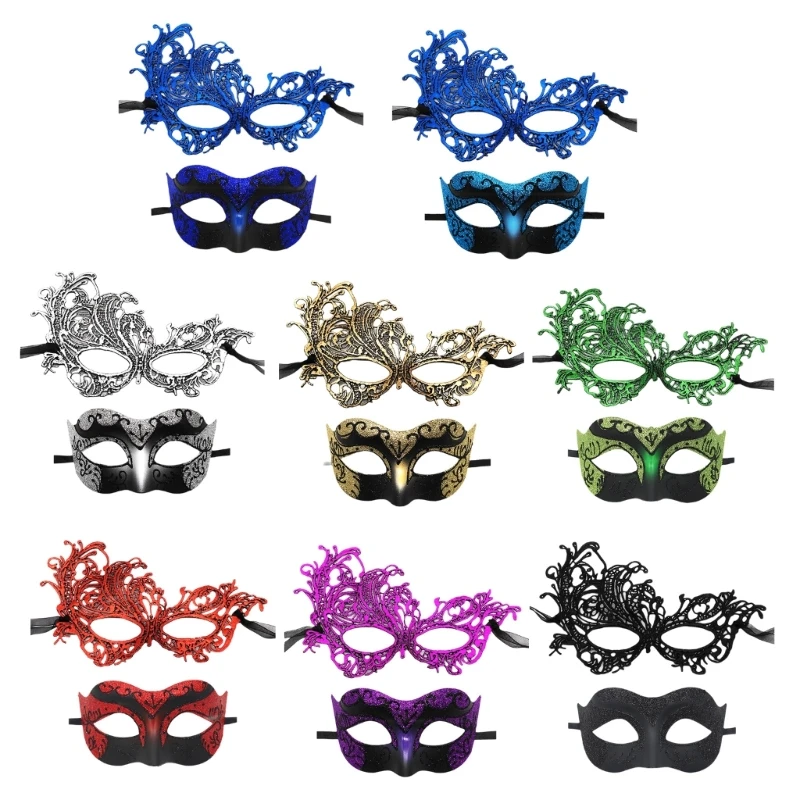 

2Pcs Luxurious Gatherings Mask Set for Men and Women Gatherings Party Costume