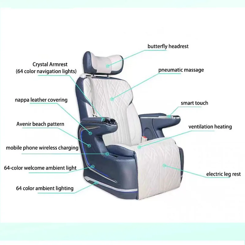 

New Product Customizable Sizes and Color Class Style Luxury Electric Leather Car Seat