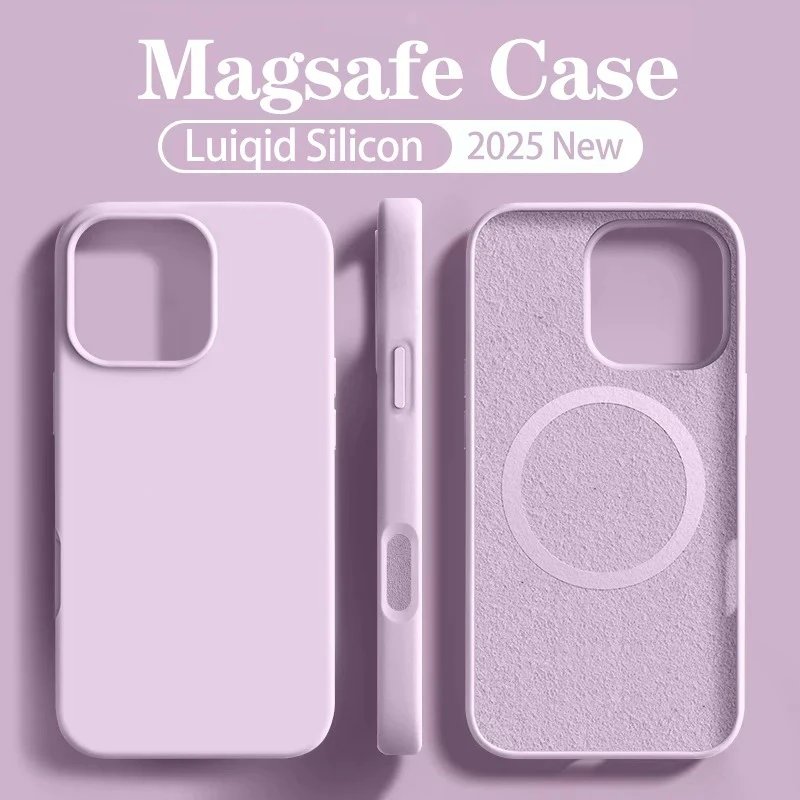 NONE Original Für Magsafe Flüssigkeit Silikon Telefon Fall Für iPhone 17 16 14 15 Plus 13 Pro Max Fall Drahtlose Lade magnetische Soft Cover 8