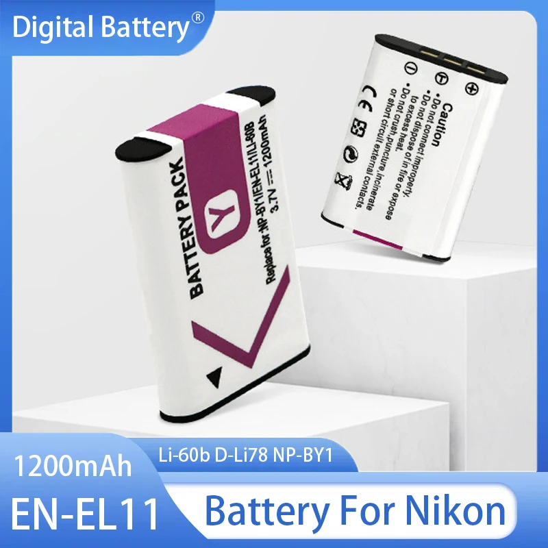 Batería de EN-EL11 para cámara Nikon Coolpix S550, S560, Pentax M50, W60, W80, Olympus Li-60b, batería recargable de D-Li78, NP-BY1, FE-370