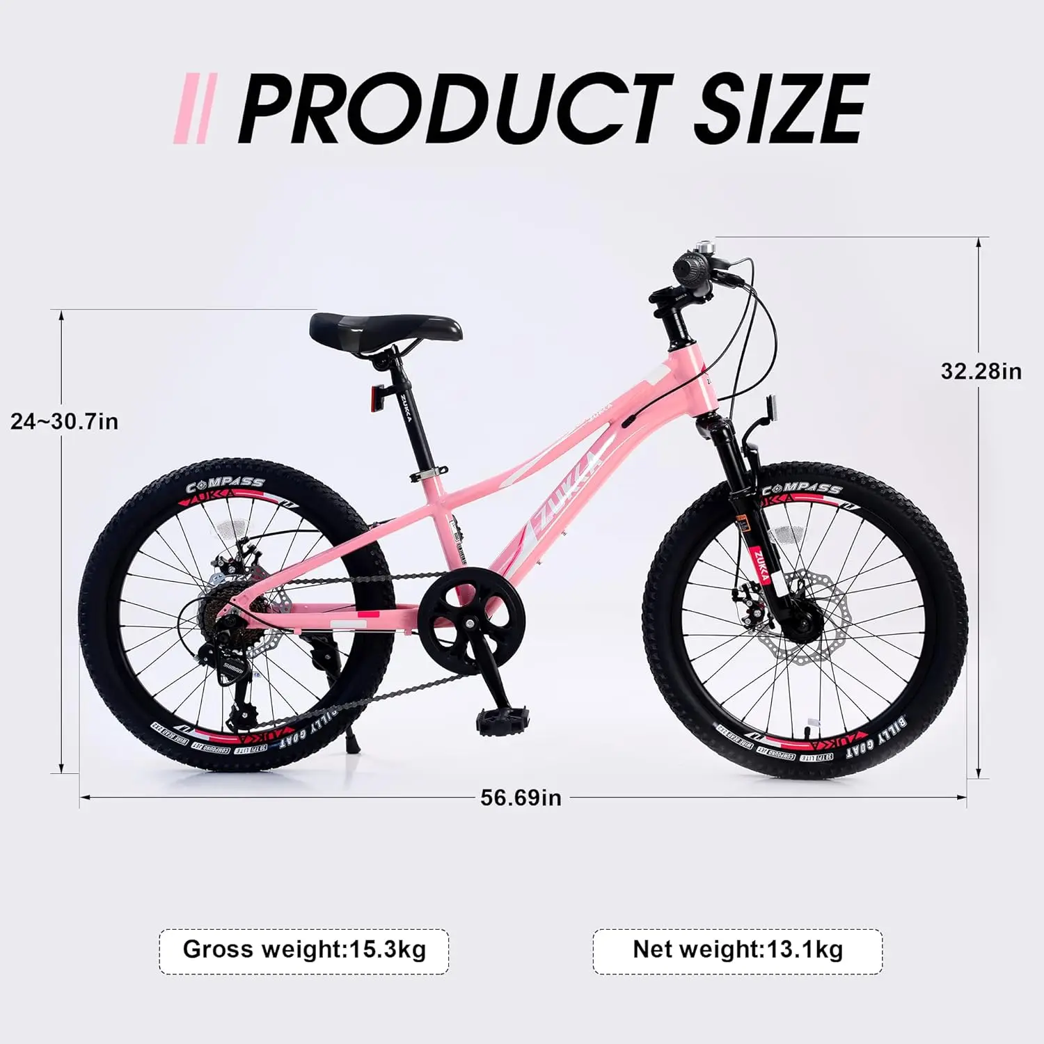 20/24 Inch Kid's Mountain Bike for Boys Girls, 7 Speeds Child MTB Bicycle Aluminium Alloy Frame Bicycle, Multiple Colors