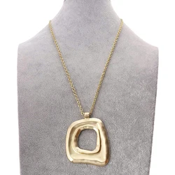 Fashion Long Chain with A Large Irregular Tribal Matte Gold/Antque Silver Pendant Necklace Chic Jewelry For Women Men Daily Wear