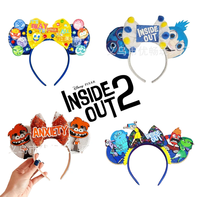 

Inside Out 2 Headband Movie Peripheral Theme Disney Anxiety Anger Envy Bing Bong Cute Headwear Accessories Gift for Kids