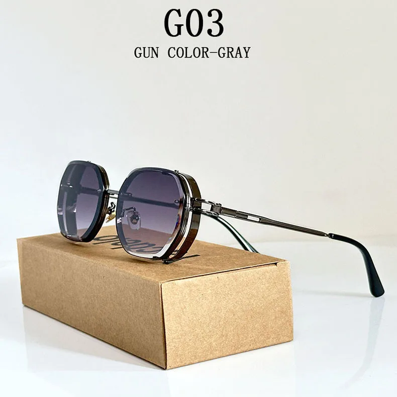2024 Steampunk Sonnenbrille Für Männer Modische Platz Punk Mode Gläser Designer Sonnenbrille Frauen Trendy Gafas De Sol Hombre – Detail 3
