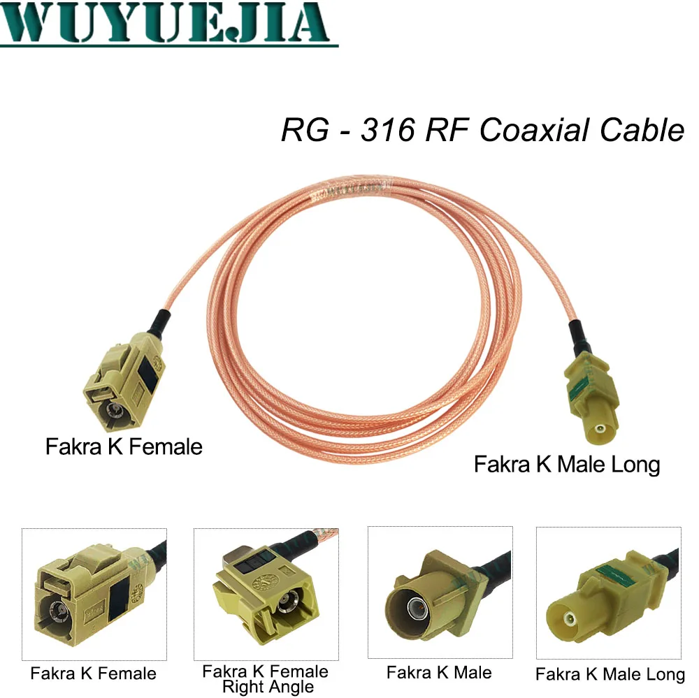 

0.1~15 M For Diverty Radie Fakra K Male Plug to K Female Connector 50-1.5 RG-316 RF Coaxial Cable Pigtail Extension Cord Jumper