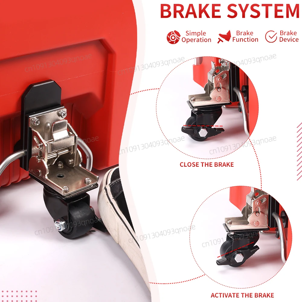 Steel Construction Front Wheels Packout Rolling Tool Box Caster Wheel Effortless Sliding Smooth Navigation Foldable Design