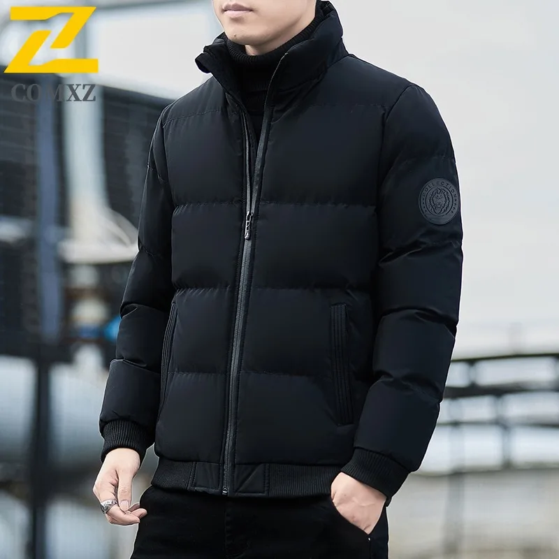 COMXZ High Quality Men Cotton Coat Winter Casual Stand Collar Thickened Jacket waterproof Windproof Cold Proof Youth Padded Coat