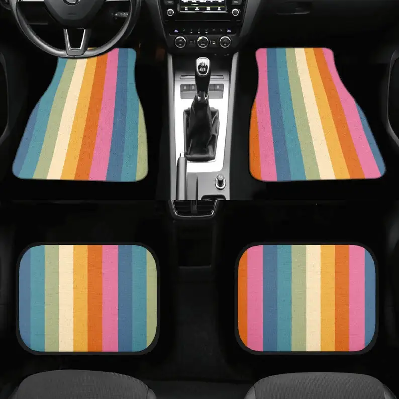 

Car Mats, Car Mats Set Rainbow, Car Floor Mats for Women, Car Mats Boho Retro, Car Floor Mat Cute, Non Slip Floor Mat for Car, C