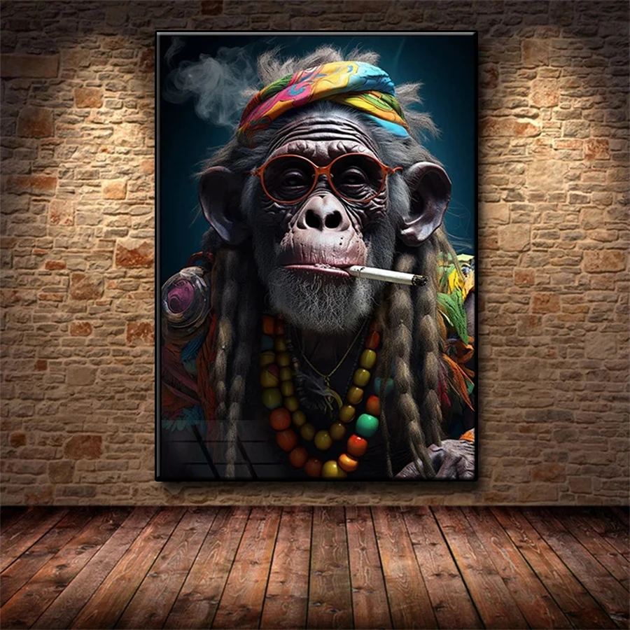 Diamond Painting Modern pop Art Smoking Chimpanzees and Monkeys Full Drill DIY Diamond Embroidery Mosaic Home Decor