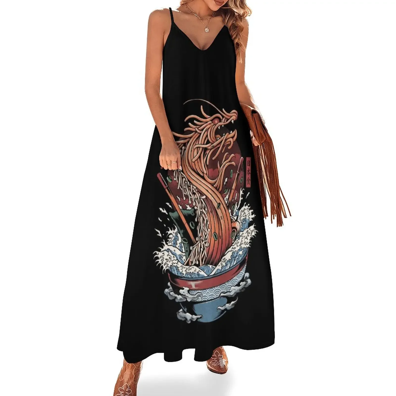 Ramen Drachen ärmelloses Kleid elegante Damen Sets Kleider für Hochzeits kleider für Frauen