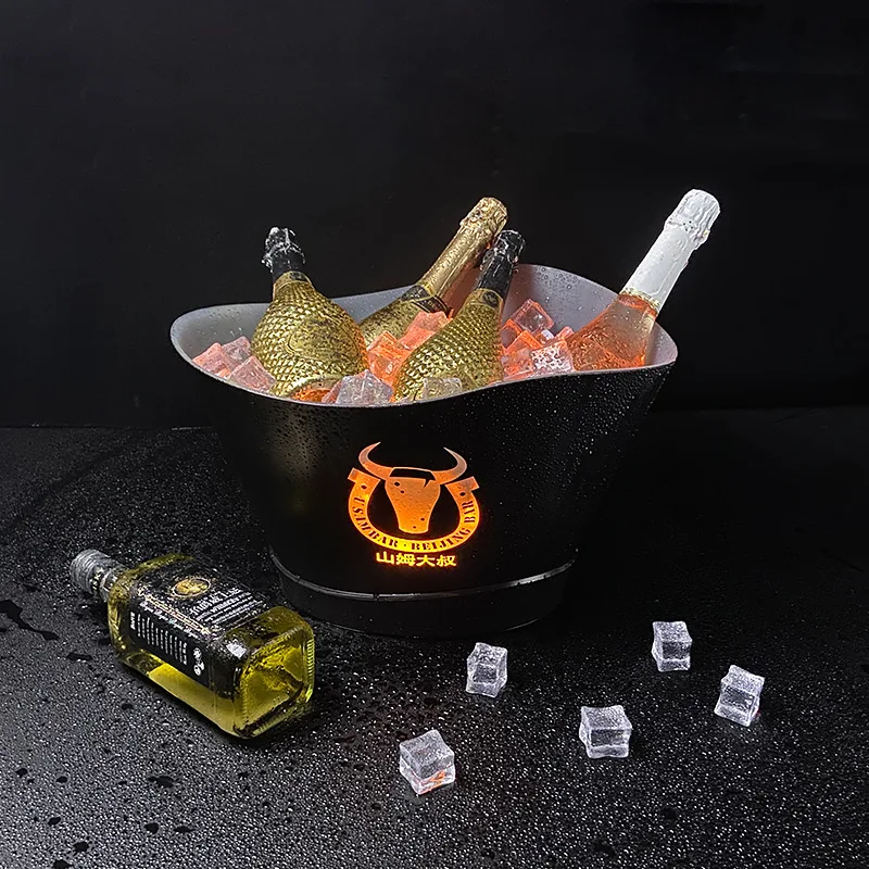 

Supply of luminous plastic ice buckets, transparent colorful LED buckets, bar and restaurant ice buckets, wine buckets