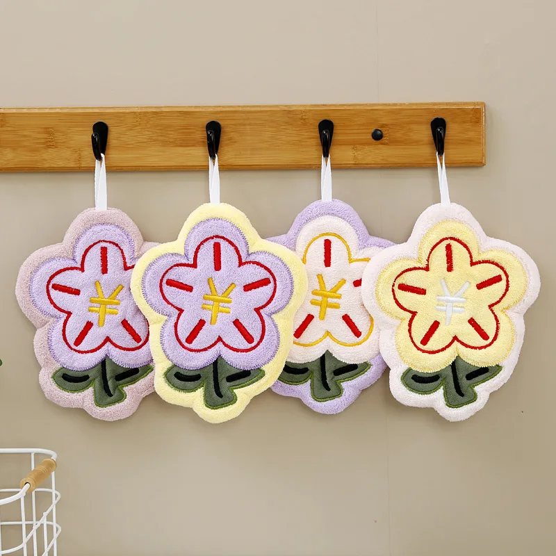 1/2/4PCS Cute Cartoon Hand Towel Coral-fiber Strong Absorbent Hanging Cloth Towel Soft Children's Towel