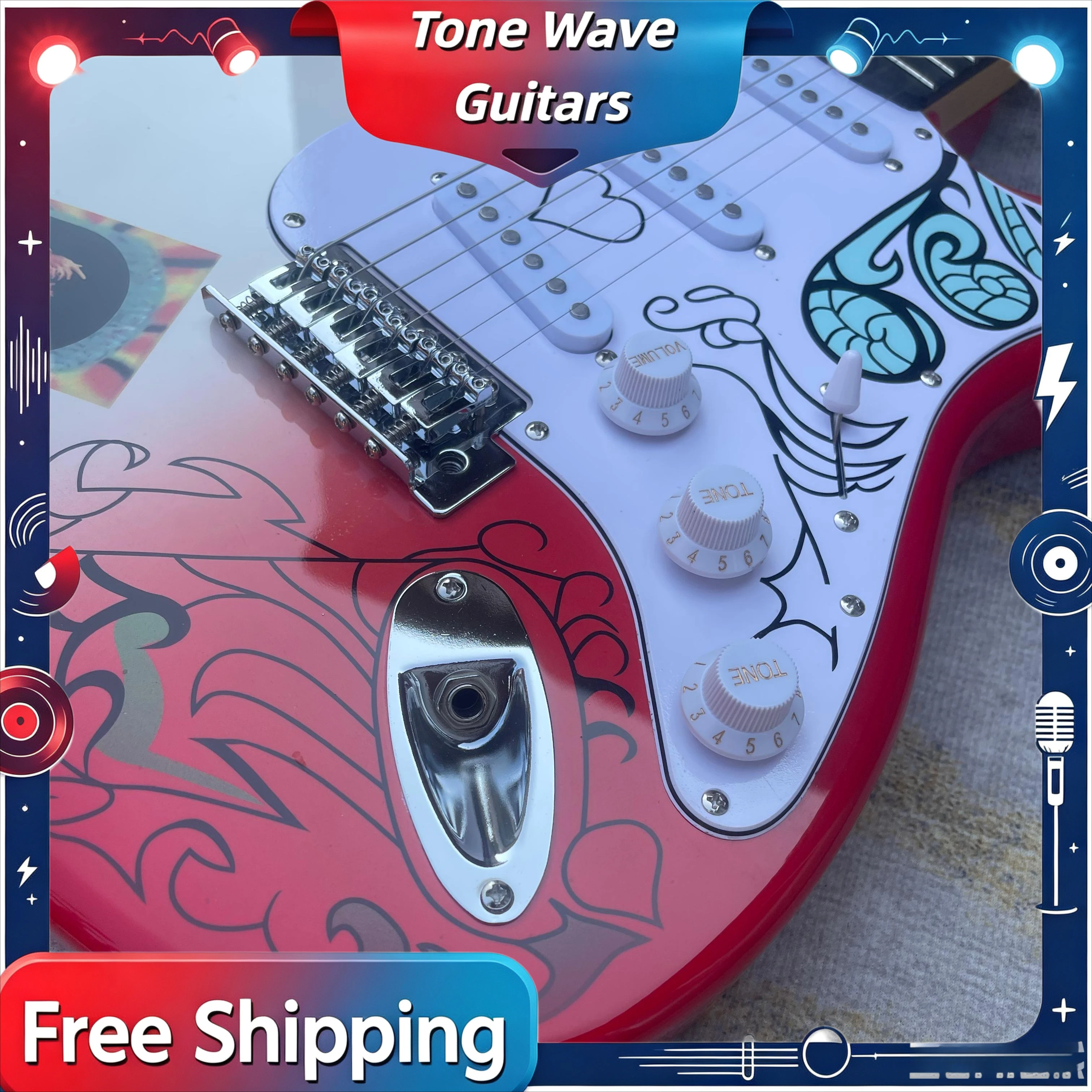 STRE Hand Drawn Rose Vine Retro Portrait Painted Piano Body Solid Wood Piano Body Rosewood Fingerboard Free Shipping