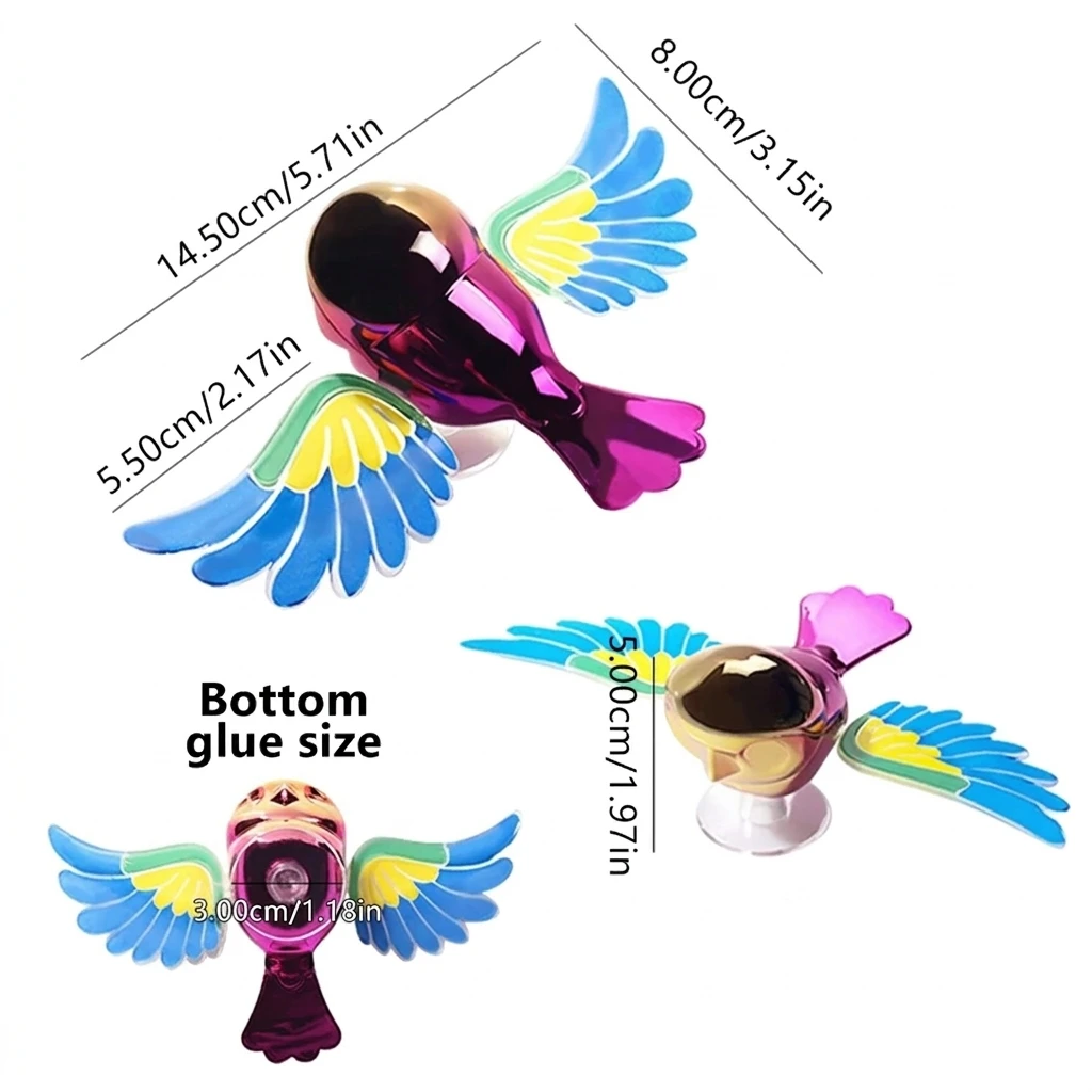 Simulated Flying Bird Car Ornament Wing can Swing Wind-Powered Bird in Flight Decor Car Moto Bicycle Decoration