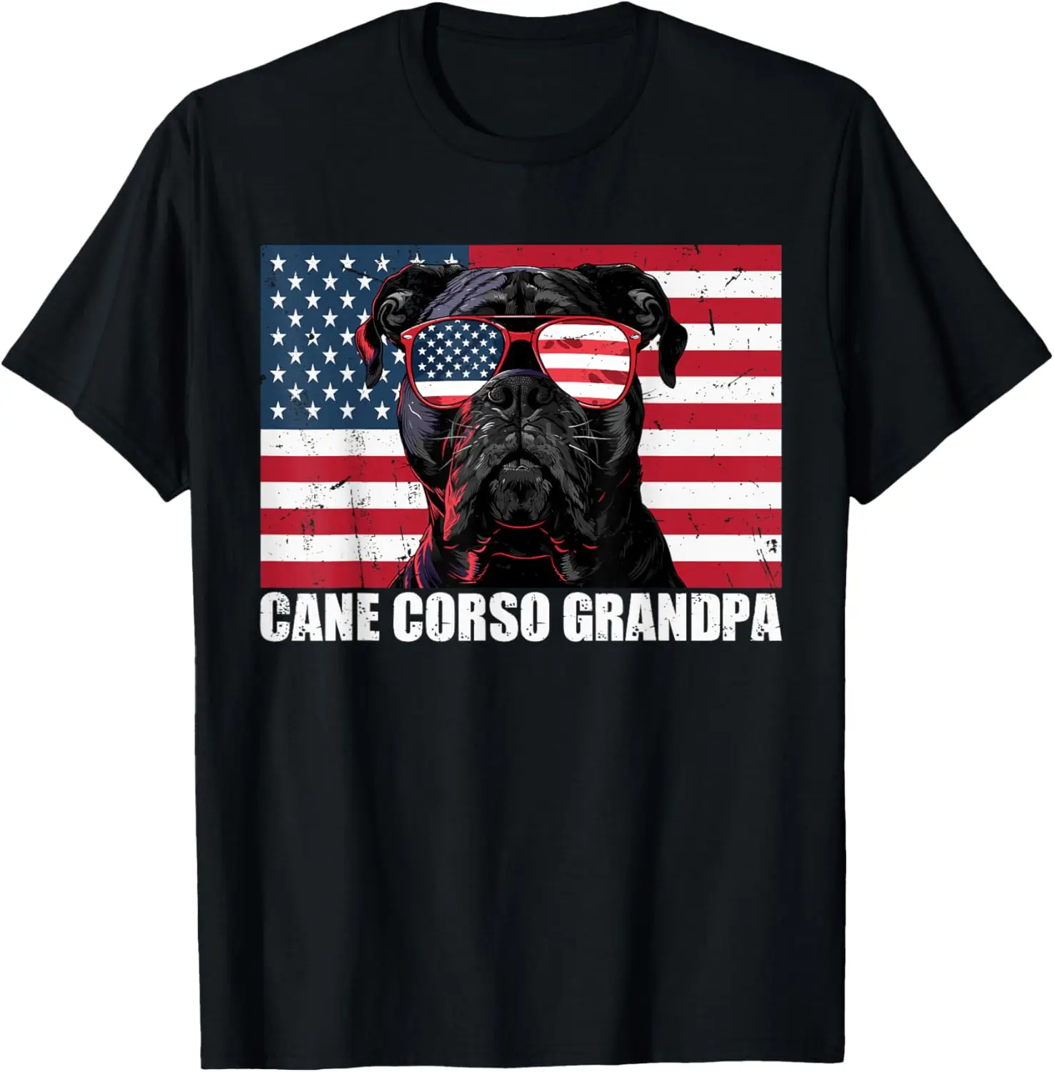 Cane Corso Grandpa US Flag Puppy Lover Dog Owner 4th of July T-Shirt