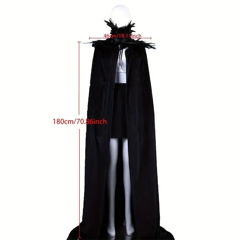 Szal z piór z eleganckim płaszczem w stylu gotyckim z miękkimi piórami, idealny na Halloween lub Cosplay — zdjęcie 6