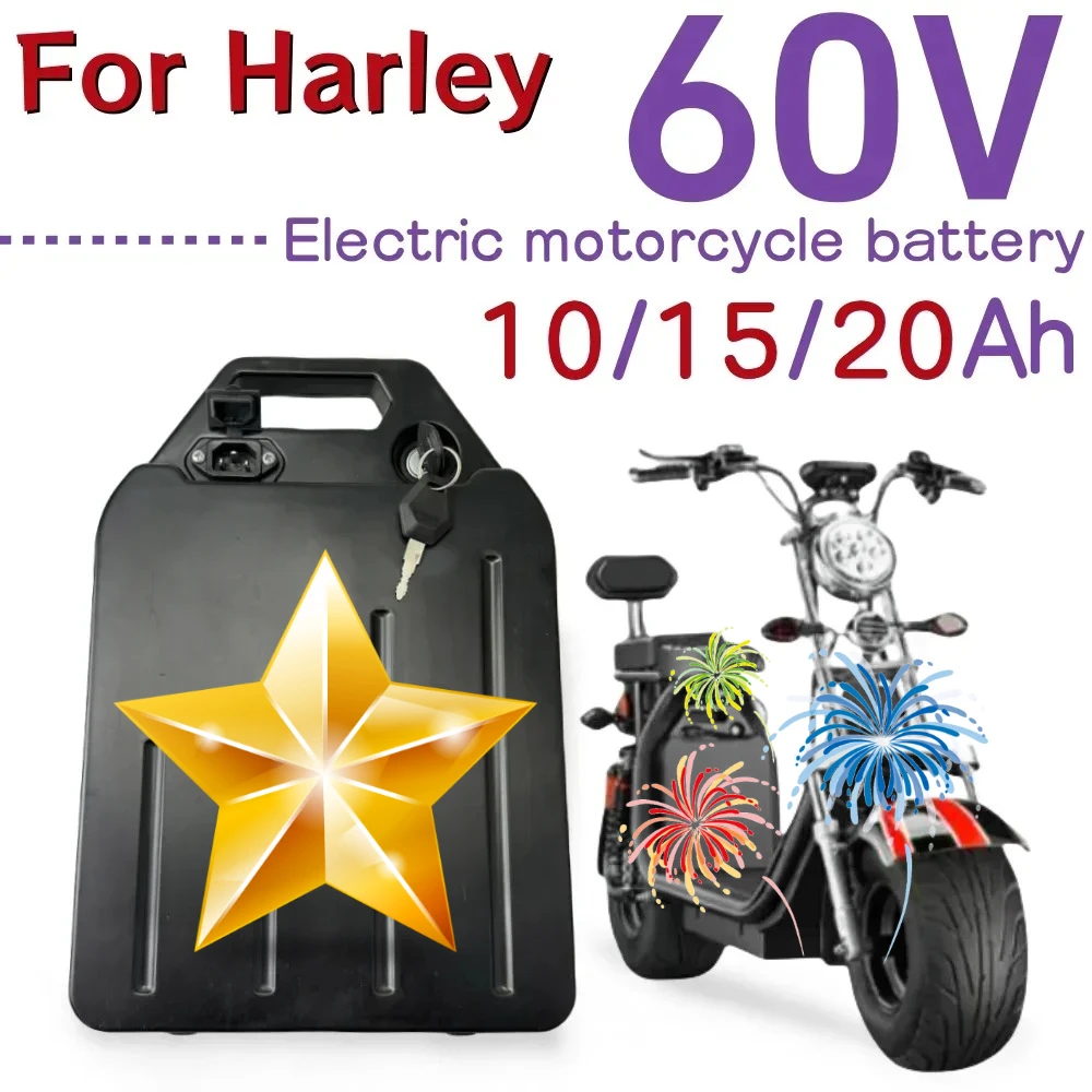 High Power 60V Lithium Battery 10/15/20Ah Fit for Harley Citycoco 2000W Electric Motorcycle Waterproof Durable Battery