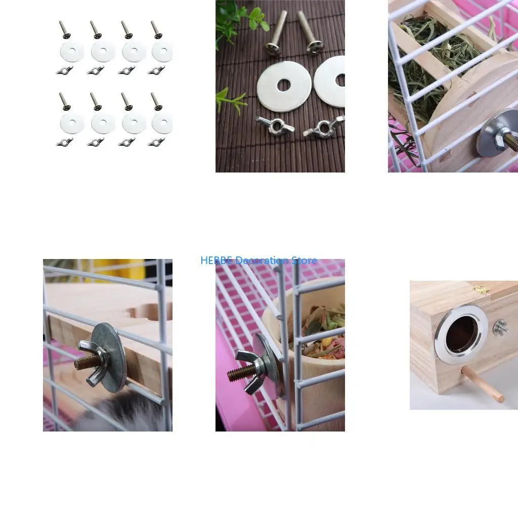 B0KC 10Pcs Birds Perch Holder Parrot House Screw and Bird Cage Accessories