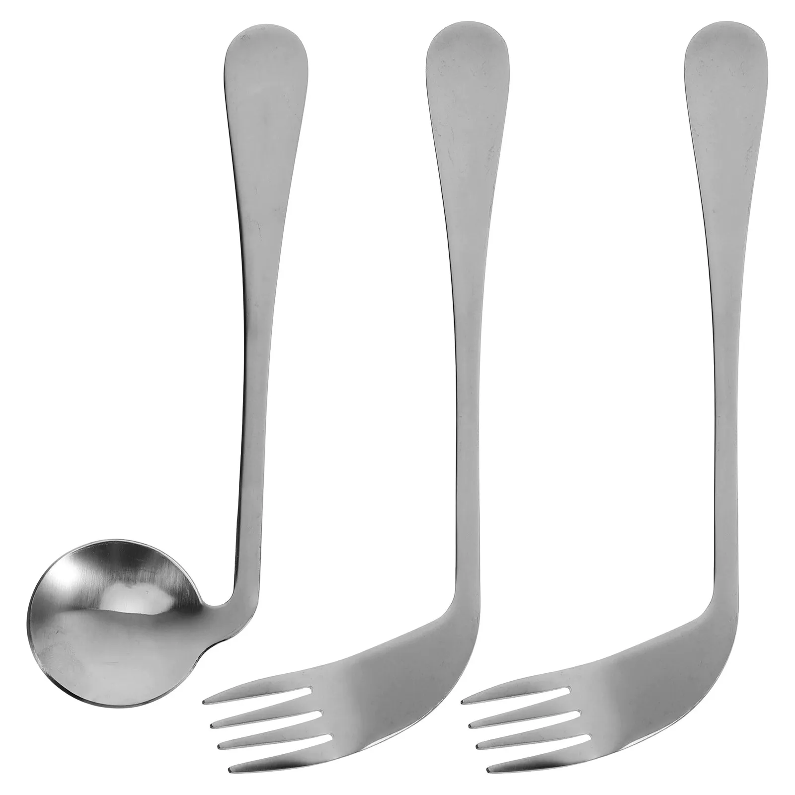 

1Set Angled Spoon Feeding Assist Tableware Lightweight Stainless Steel Ergonomic Fork Aid for Elderly Patients Self Feeding