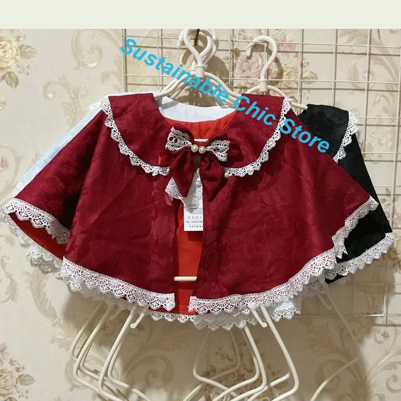 Korean-style Jacquard Carved Lace Cloak Retro-casual lolita with a New sweet girl in Summer and Autumn Fashion Joker Shawl.