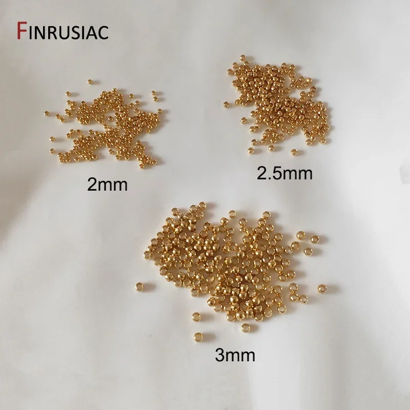 Wholesale 200pcs/lot Brass Crimp Beads 18K Real Gold Plated 2mm/2.5mm/3mm Crimp End Beads for DIY Jewelry Making Supplies