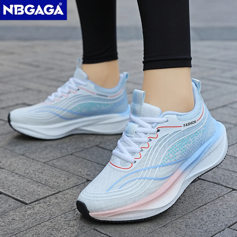 Atmungsaktive Schnür-Laufschuhe für Damen, Sommer-Sportschuhe, leichte Outdoor-Sport-Trainingsschuhe