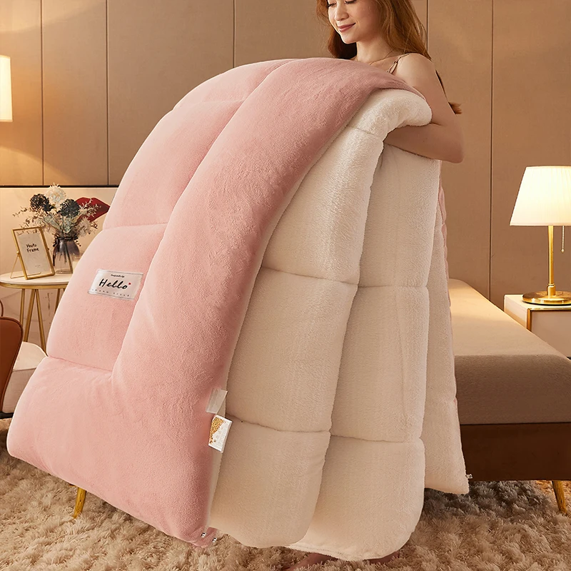 Lamb wool blanket winter thickened quilt super warm 5kg thick comforter winter spring autumn single double milk velvet blanket