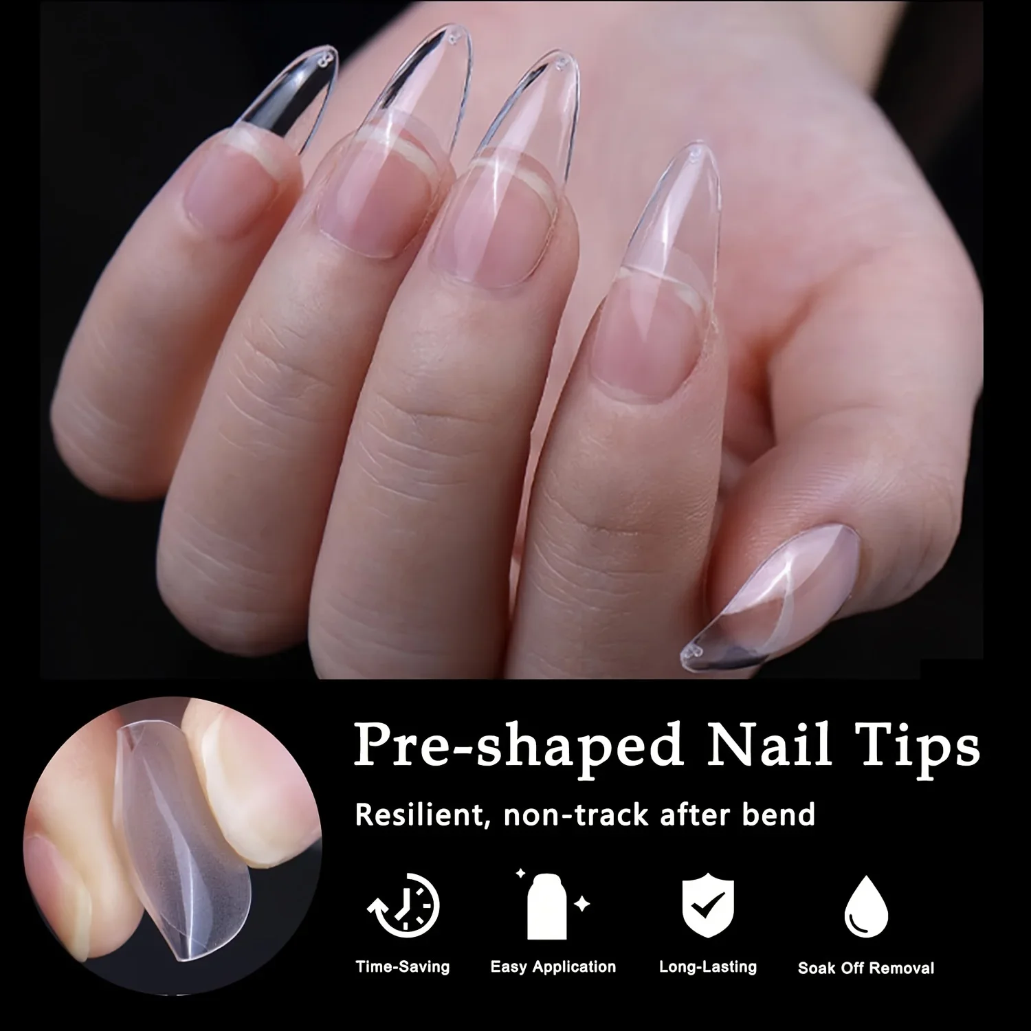 600Pcs Almond Nail Tips Half Matte Full Cover Acrylic Nails Tips Medium Gel False Nail Manicure Salon Home DIY Press on Nails