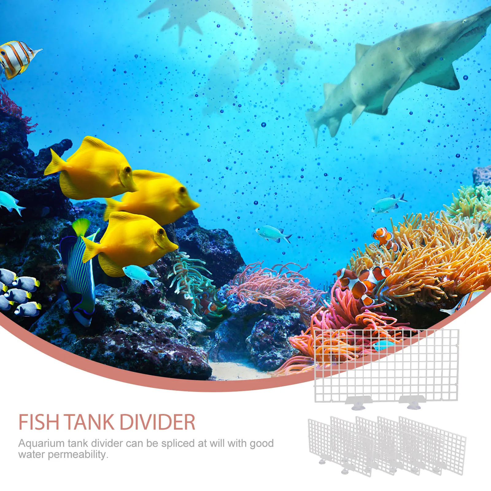 

1 set Aquarium Divider Fish Tank Isolation Board Transparent Diy Durable Suction Cup Breeding Case Separator Grid Filtering