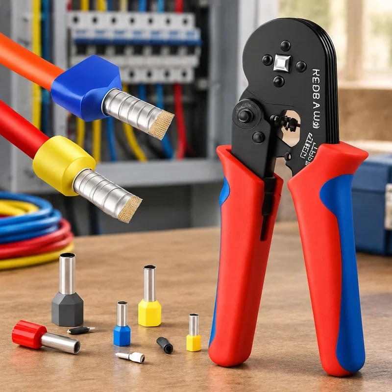 Professional Crimping Set for Tubular Terminals and Ferrules, 0.25-10mm Range, Suitable for 23-7AWG Wiring
