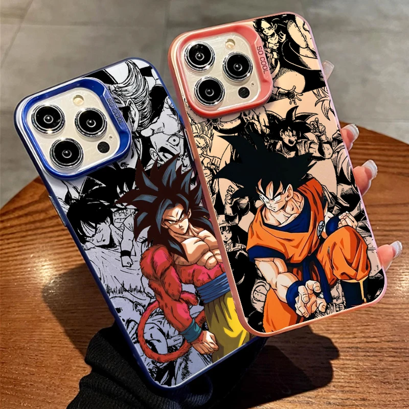 Comic D-Dragon Ball Son Goku For Apple iPhone 15 14 13 12 11 XS XR X Pro Max Plus Colorful Silver Back Phone Case