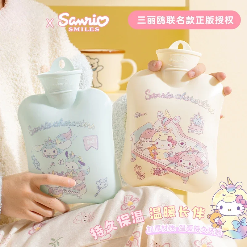 Sanrio garrafa de água quente cheia de água hello kitty pvc saco mais quente de mão 850ml bonito dos desenhos animados aquecedor de mão cheio de água presente kawaii