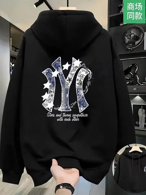 Men's and Women's Hooded Pullover Sweaters, Printed Winter and Autumn Tops, Loose and Multi-Functional Couple Style