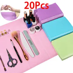 20Pcs Disposable Nail Art Table Towels Pink/White/Blue 3-Layer Tattoo Gel Polish Clean Pads Dentist Medical Bibs Manicure Tools
