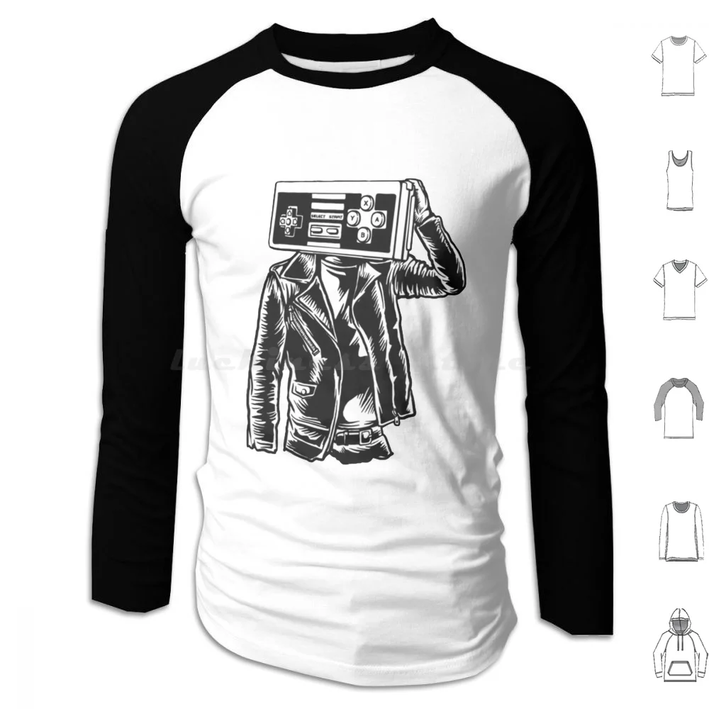 

Джойстик Ретро-толстовки с длинным рукавом Джойстик Ретро игровой компьютер Geek Nerd 80s Game Винтаж Аркадные игры Контроллер