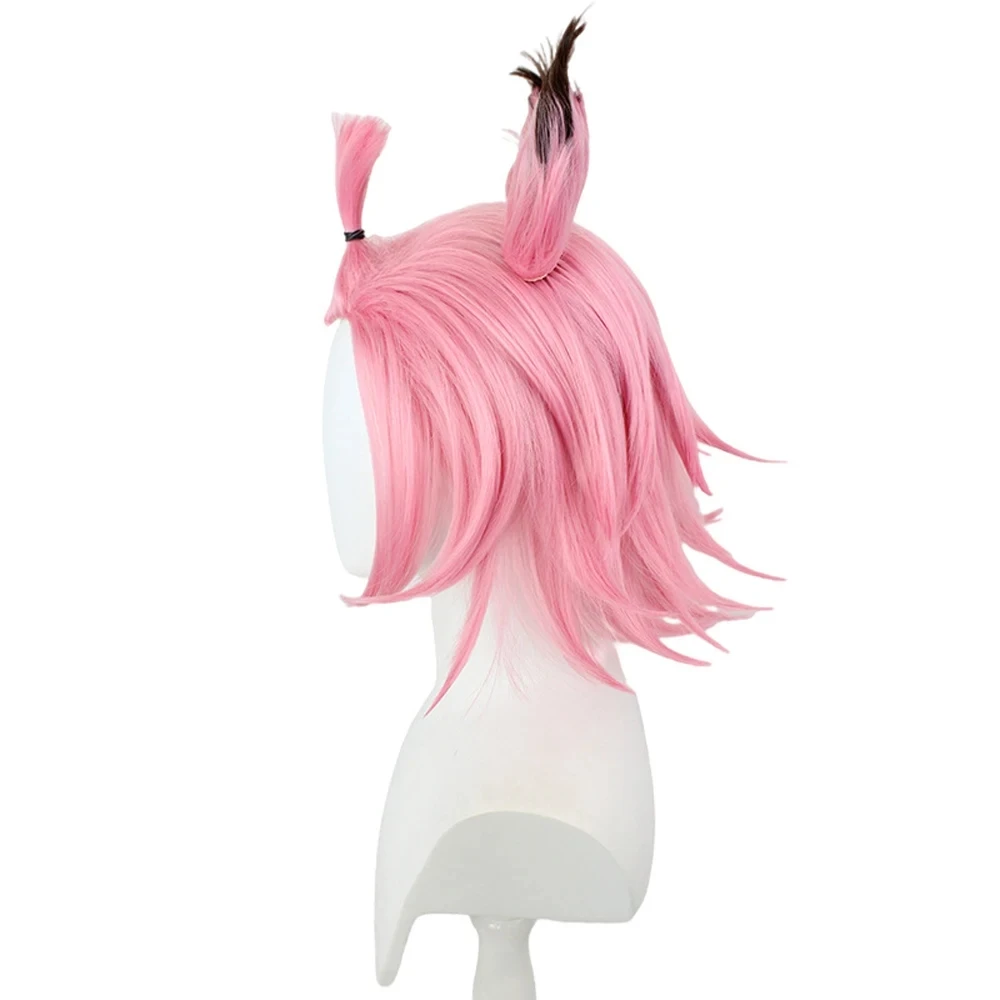 RANYU Genshin Impact Diona Wigs Synthetic Short Straight Pink Game Cosplay Hair Wig Heat Resistant For Daily Party